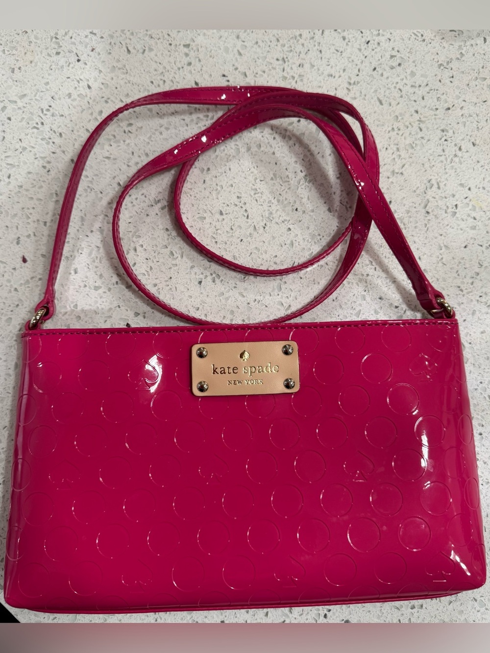 Kate Spade New York Embossed Patent Leather Crossbody - Pink - Like new